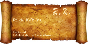 Rikk Kürt névjegykártya